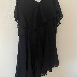 Bardot strapless ruffle asymmetrical black dress 🖤